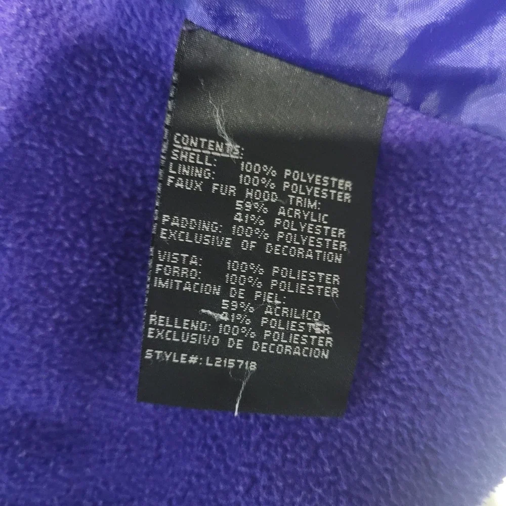 London Fog Girls Purple Puffer Jacket Size 3T Fleece Lined Coat Embroidered
